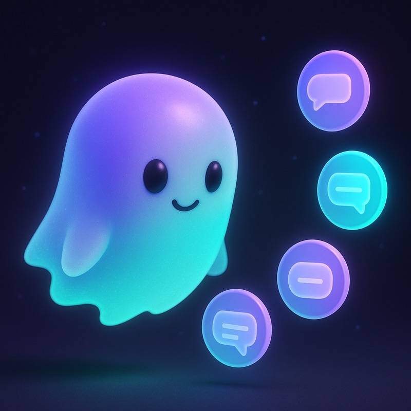 Boo peering at glowing chat orbs